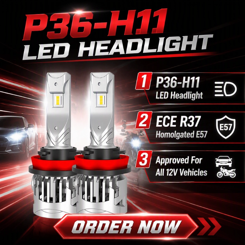 Luxfighter Meluncurkan Bohlam Lampu Depan LED P36 H11 Bersertifikasi ECE R37